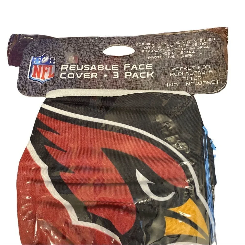 New in Package Arizona Cardinals NFL Football Face Covering Masks Set of 3